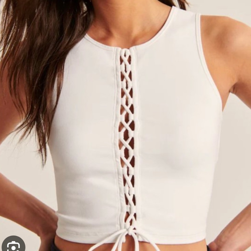 Abercrombie Seamless White Lace up Tank